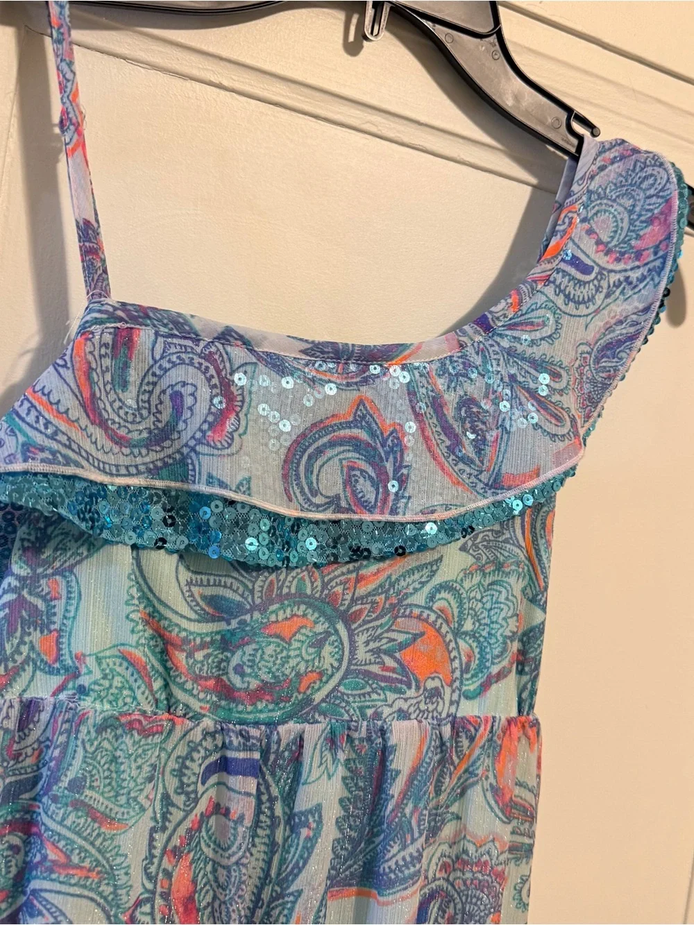 Justice Sequin Metallic Paisley Maxi Dress Girls Size 14 - NWOT